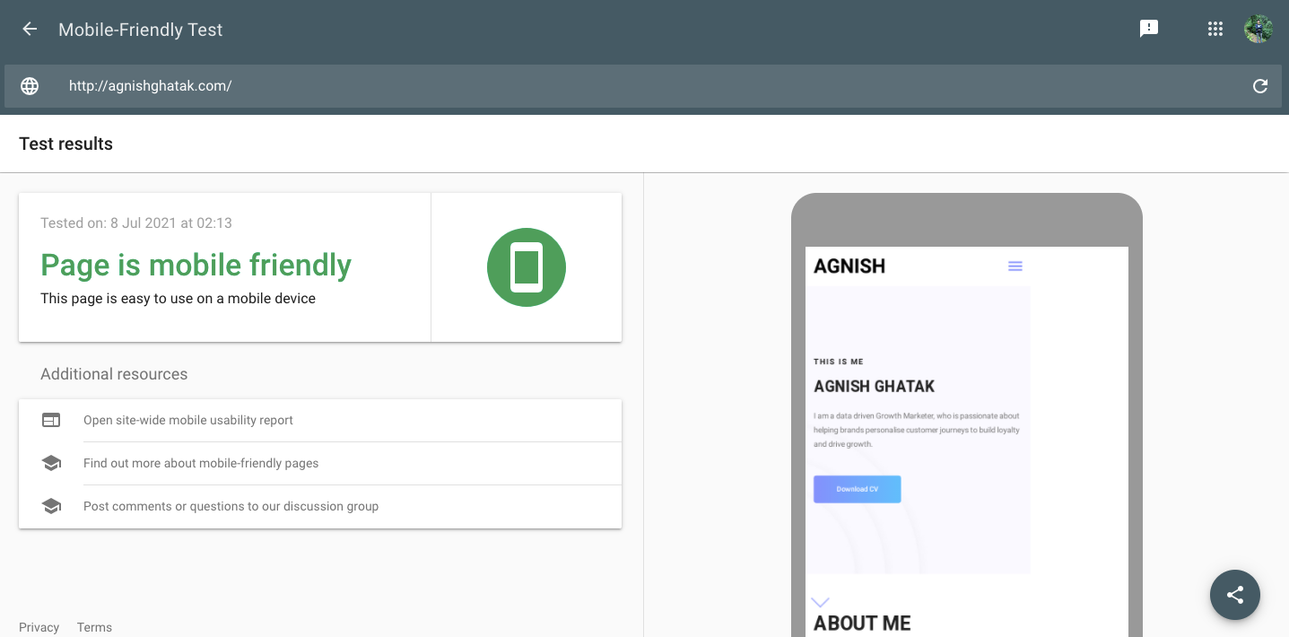 Mobile Friendliness Test Screenshot image
