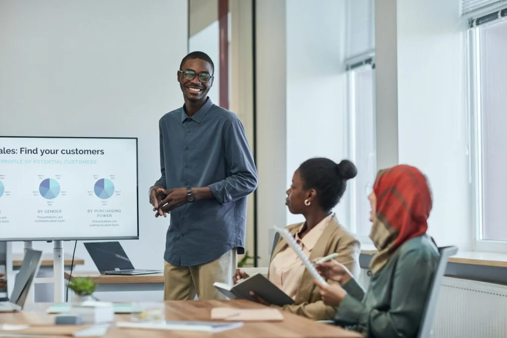 Startup founder using marketing analytics